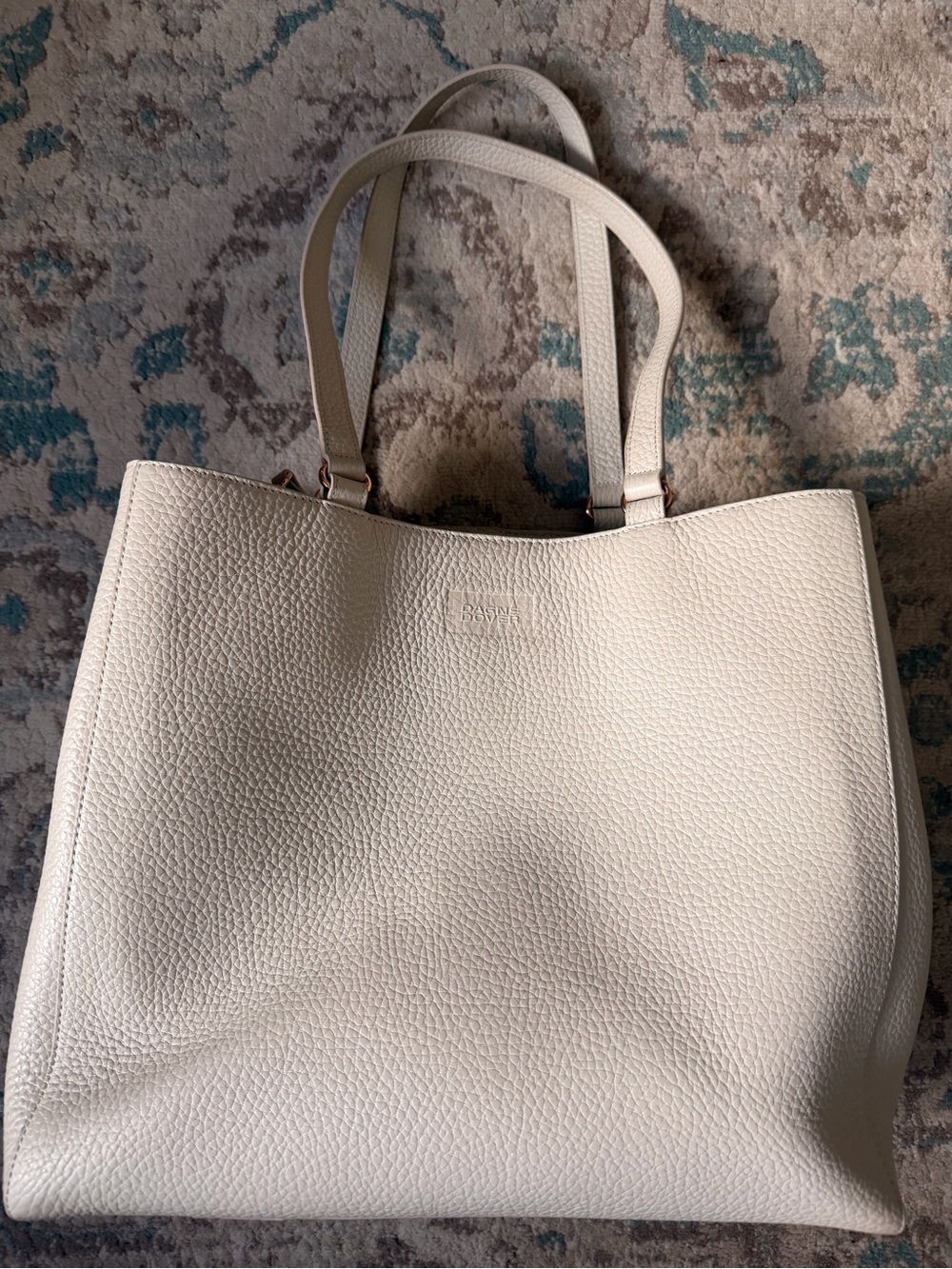 Dagne Dover Allyn Leather Tote Bone Work Bag